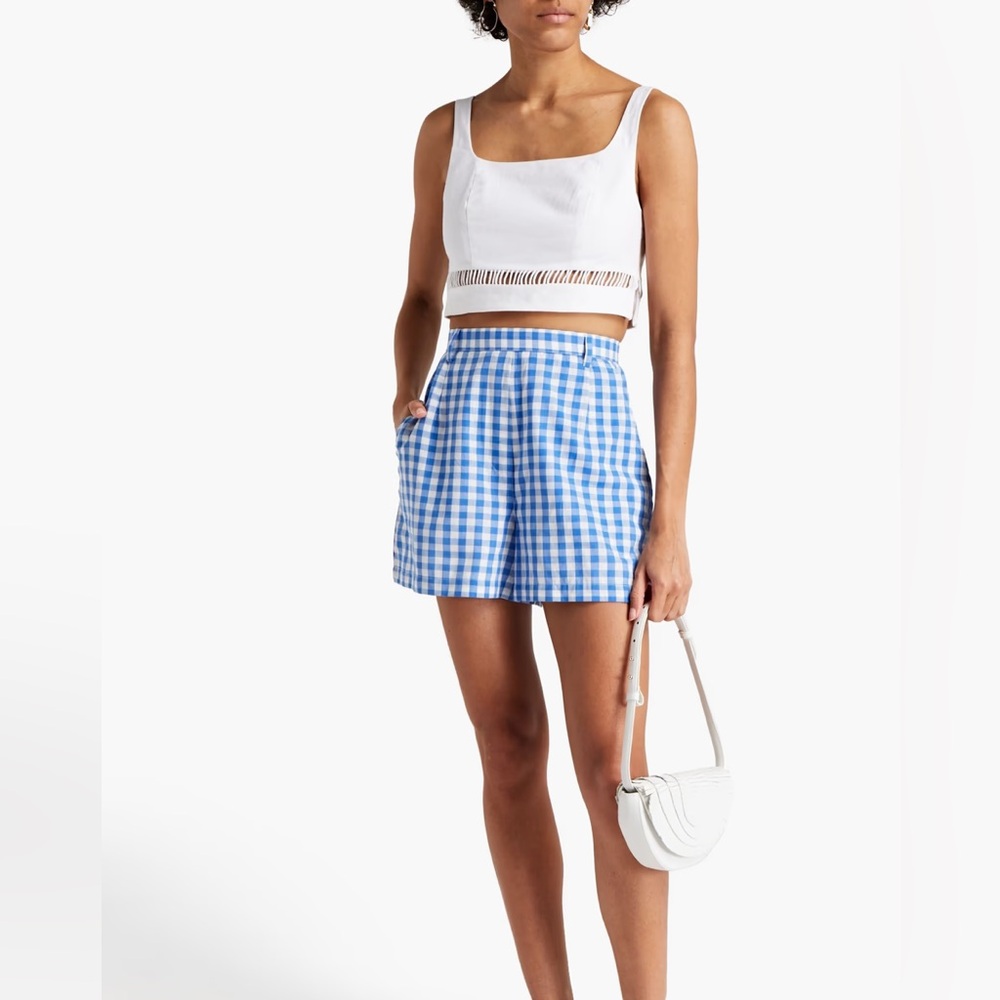 Antik Batik Patty Gingham Cotton Shorts in Light Blue Size M/40